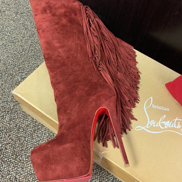 Christian  Louboutin Interlopa Boot *Moroccan Red *Size 37.5 - Picture 3 of 3